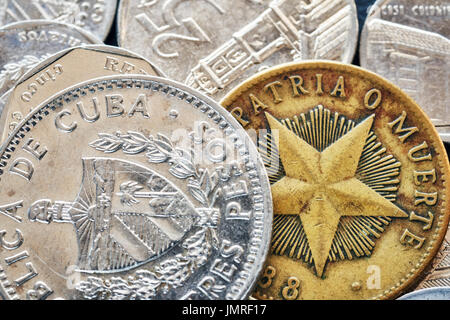 Extreme close up foto del peso cubano, la profondità di campo. Foto Stock