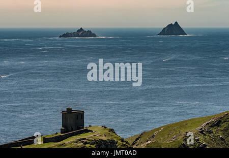 Isole Skellig visto da Bray testa isola Valentia in Irlanda Foto Stock