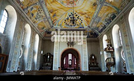 Splendidi interni di San Martin Kirche o San Martin Chiesa di Ettlingen, Baden-Württemberg, Germania Foto Stock