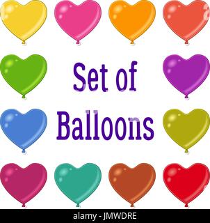 Vacanza a forma di cuore Set di palloncini Illustrazione Vettoriale