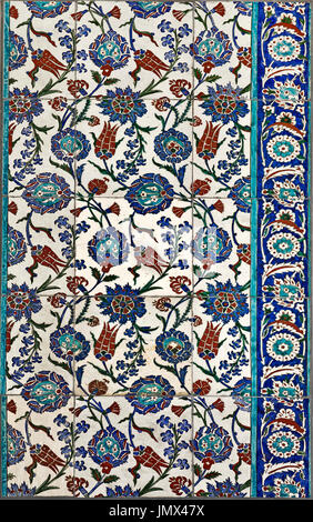 Museo Benaki di arte islamica Pannello di Iznik xvi secolo,Athens, Grecia Foto Stock