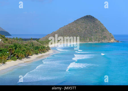 Spiaggia di Long Bay Beach Club, isola di Tortola, Isole Vergini Britanniche, Mar dei Caraibi Foto Stock