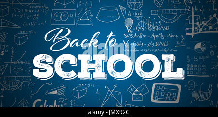 Si torna a scuola il testo su sfondo bianco contro la royal blue Foto Stock