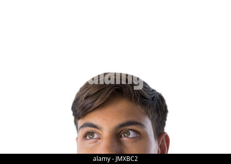 Close-up di ragazzi adolescenti occhi e naso contro uno sfondo bianco Foto Stock