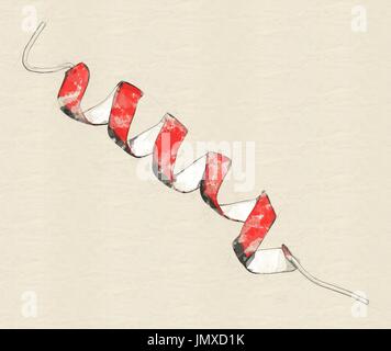 Simile a glucagone il peptide 1 (GLP1, 7-36) molecola. GLP-1 analoghi sono utilizzati nel trattamento di diabete e includono exenatide, liraglutide, lixisenatide, albiglutide, dulaglutide, semaglutide. Stilizzata modello cartoon, alfa-eliche colorate di rosso. Foto Stock