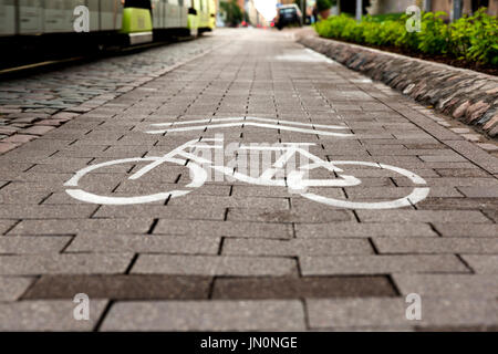 Simbolo per indicare la strada per biciclette Foto Stock