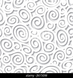 Abstract sfondo bianco negli anni sessanta lo stile.rivestito geometrica seamless pattern. Texture a spirale. In bianco e nero la struttura Foto Stock