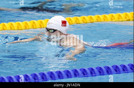 Budapest. 28 Luglio, 2017. Della Cina di Shi Jinglin compete durante le donne 200m a rana nuoto evento al XVII Campionati del Mondo di nuoto FINA a Budapest, in Ungheria il 28 luglio 2017. Shi Jinglin ha vinto il bronzo con 2:21.93. Credito: Ding Xu/Xinhua/Alamy Live News Foto Stock