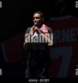 Malmesbury, Wiltshire, Regno Unito. 29 Luglio, 2017. Malmesbury Wiltshire.Womad Festival. Loyle Garner dal sud di Londra perfoming sullo stadio di Siam, il secondo giorno del festival Credito: charlie bryan/Alamy Live News Foto Stock