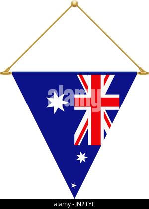 Bandiera di design. Triangolo australiano bandiera appesi. Modello isolato per i tuoi progetti. Illustrazione Vettoriale. Illustrazione Vettoriale