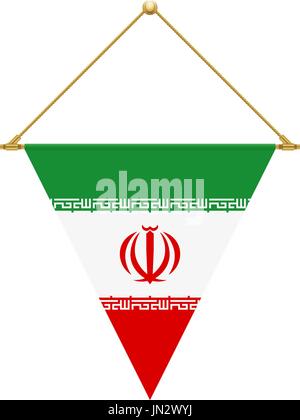 Bandiera di design. Triangolo iraniano bandiera appesi. Modello isolato per i tuoi progetti. Illustrazione Vettoriale. Illustrazione Vettoriale