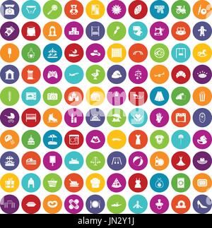 100 icone maternità imposta colore Illustrazione Vettoriale