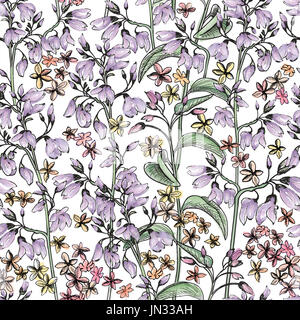 Floral seamless pattern. Giglio Fiore acquerello sfondo. Primavera fioriscono texture. Foto Stock