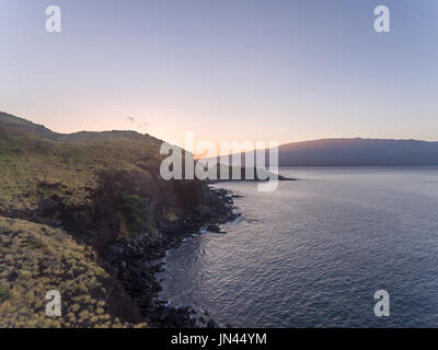 Vista aerea della costa di Maui nei pressi di Haleakala Foto Stock