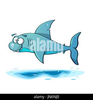 Linea nera del fumetto illustrazione dello squalo. Illustrazione Vettoriale