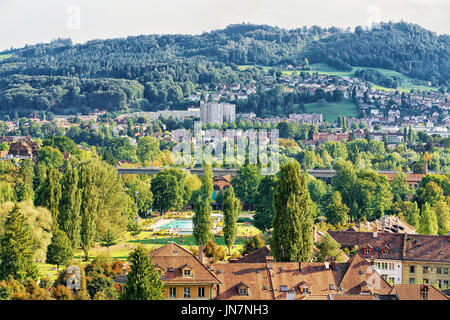 Bern, Svizzera - 31 agosto 2016: Bern Città paesaggio, Bern-Mittelland distretto, Svizzera. Foto Stock