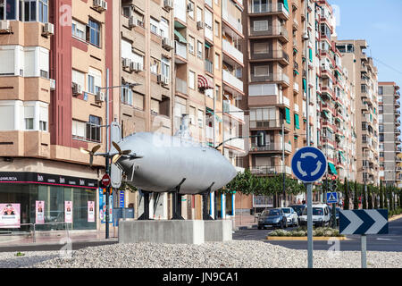 Cartagena, Spagna - 28 Maggio 2017: Replica della storica Peral sottomarino in città di Cartagena, provincia di Murcia, Spagna Foto Stock