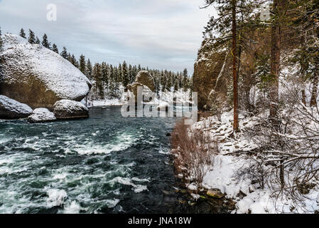 Ciotola & Bricco in inverno al Riverside State Park. Foto Stock