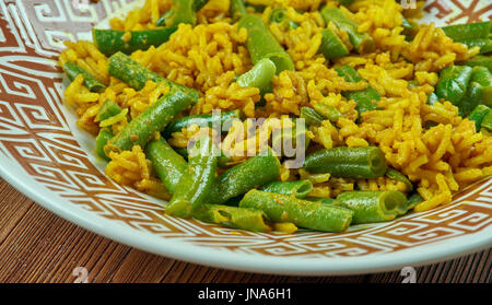 Lubia polow - Riso con fagiolini, cucina persiana. Foto Stock