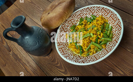 Lubia polow - Riso con fagiolini, cucina persiana. Foto Stock