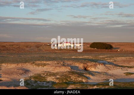 Operai casa al punto di volontariato nelle isole Falkland. Foto Stock