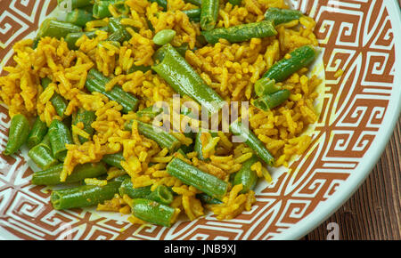 Lubia polow - Riso con fagiolini, cucina persiana. Foto Stock