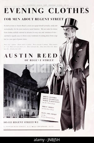 "Abito da sera per uomini su Regent Street" pagina piena 1937 pubblicità per Austin Reed il flagship store in Regent Street che ha aperto nel 1911 e si trasferì nel 2011. Foto Stock