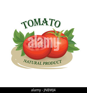 Etichetta di pomodoro. Logo di vegetali. Retro adesivo del prodotto naural pomodori. Foto Stock