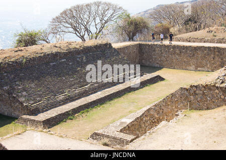 Pelota corte, Monte Alban, resti della civiltà zapoteco, Oaxaca, Messico Foto Stock