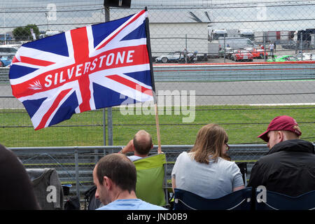 Bandiera di Silverstone, al circuito automobilistico Formula1, Gran Premio di Formula uno britannico, Northampton , Inghilterra, Regno Unito Foto Stock