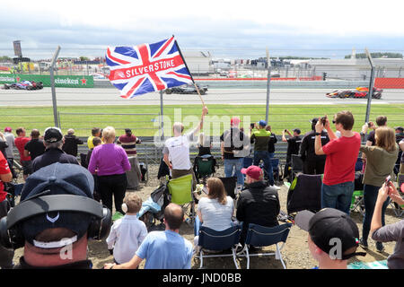 Giro pre-gara - Silverstone Bandiera sul circuito Formula1, Gran Bretagna F1 GP , Regno Unito Foto Stock
