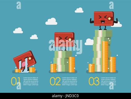 Portafoglio con denaro ed infografico. La stratificazione sociale concetto Illustrazione Vettoriale