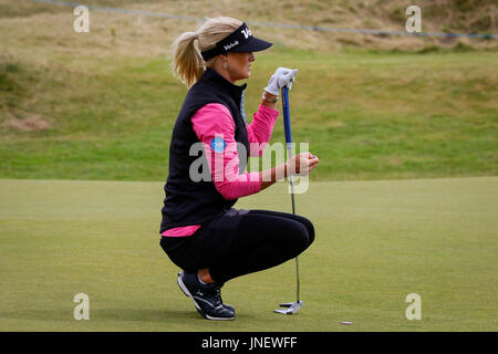 Irvine, Scotland, Regno Unito. Il 30 luglio, 2017. Per il quarto giorno di Aberdeen Asset Management Open Golf Championship, la concorrenza è stata segnata da forti gusty condizioni di vento. Credito: Findlay/Alamy Live News Foto Stock