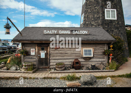 Salty Dawg Saloon, Homer Spit, Penisola di Kenai, Alaska, STATI UNITI D'AMERICA Foto Stock