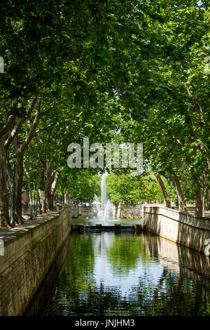 Les Jardins de la Fontaine, Quai de la Fontaine, Nimes, Francia Foto Stock
