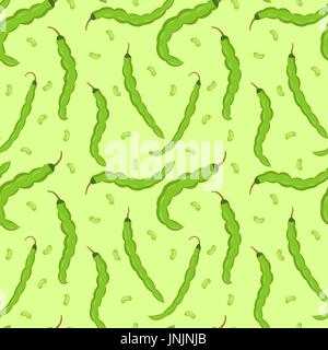 Fagioli bianchi fagioli pattern senza giunture. Pod verde infinite background e texture. Sfondo vegetale. Illustrazione Vettoriale. Illustrazione Vettoriale