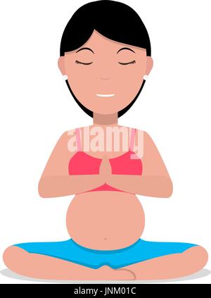 Vector cartoon ragazza incinta fare yoga Illustrazione Vettoriale