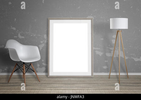 Cornice immagine mockup. Poltrona e lampada accanto a. Foto Stock