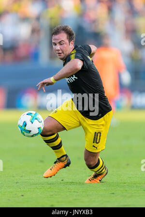 Winterthur, Svizzera. 28 Luglio, 2017. Dortmund Gotze Mario in azione durante il Borussia Dortmund vs Espanyol Barcelona test match in Winterthur, Svizzera, 28 luglio 2017. Foto: Guido Kirchner/dpa/Alamy Live News Foto Stock