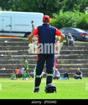 Luton, Regno Unito. 31 Luglio, 2017. Bedfordshire, Regno Unito. Il Cricketers internazionale XI giocare contro Luton pakistani a Wardown Park a Luton, Bedfordshire, Regno Unito. Foto Stock