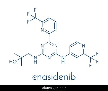 Cancro Enasidenib molecola di farmaco (IDH2 inibitore). Formula di scheletro. Illustrazione Vettoriale