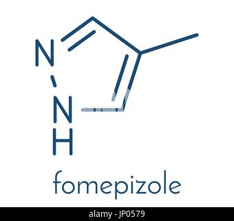 Molecola Fomepizole. Antidoto usato per il trattamento di metanolo e glicole etilenico avvelenamento. Formula di scheletro. Illustrazione Vettoriale