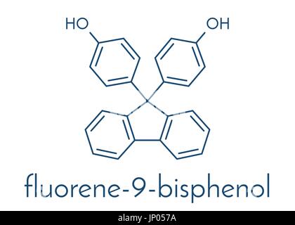 Fluorene-9-bisfenolo (BHPF molecola). Utilizzato come alternativa per il bisfenolo A (BPA) ma è stato trovato per essere Endocrine Disruptor come bene. Formula di scheletro. Illustrazione Vettoriale