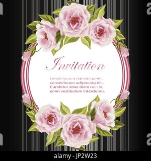 Cornice rotonda con rose Illustrazione Vettoriale