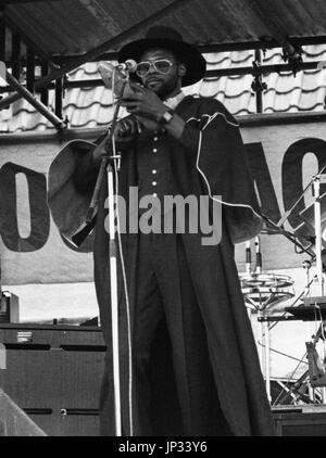 British roots reggae band Steel Pulse esibirsi dal vivo sul palco del Rock contro il razzismo festival in Victoria Park, London, Regno Unito il 30 aprile 1978. Foto Stock