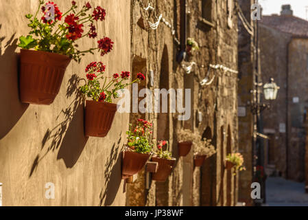 PITIGLIANO, Italia - 21 Maggio 2017 - Vista di un bellissimo e strada tipica della città medievale di Pitigliano vicino la città di Grosseto in Toscana. Foto Stock