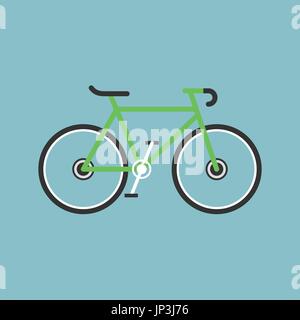 Bicicletta moderna figura piana. Verde Lime bike icona vettore. Illustrazione Vettoriale