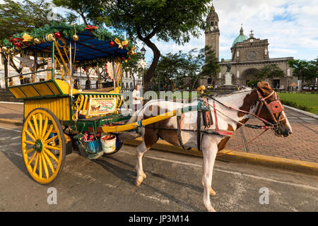 Kalesa presso la Cattedrale di Manila, Intramuros, Filippine Foto Stock