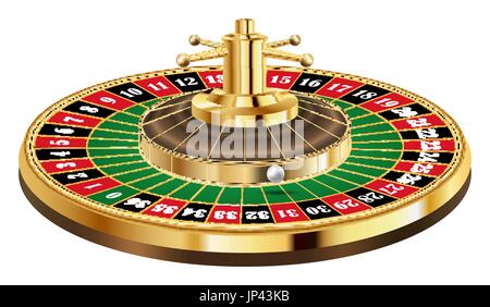 Casino roulette con sfera su sfondo bianco Illustrazione Vettoriale