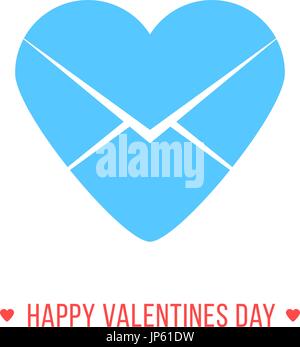 Felice il giorno di San Valentino con cuore blu icona lettera Illustrazione Vettoriale